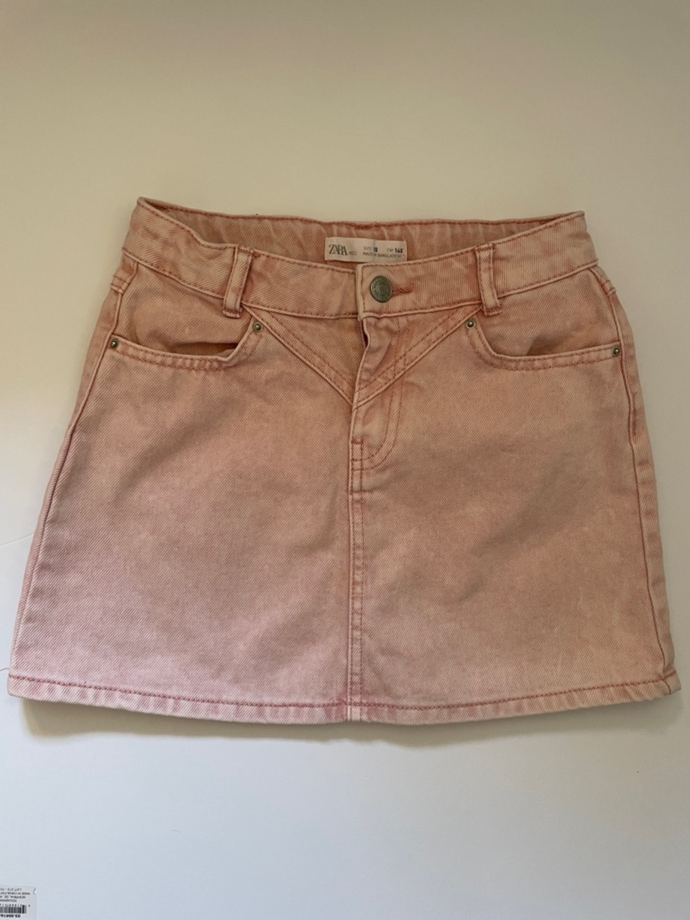 Zara Dusty Pink Denim Mini Skirt, size 10 girls
